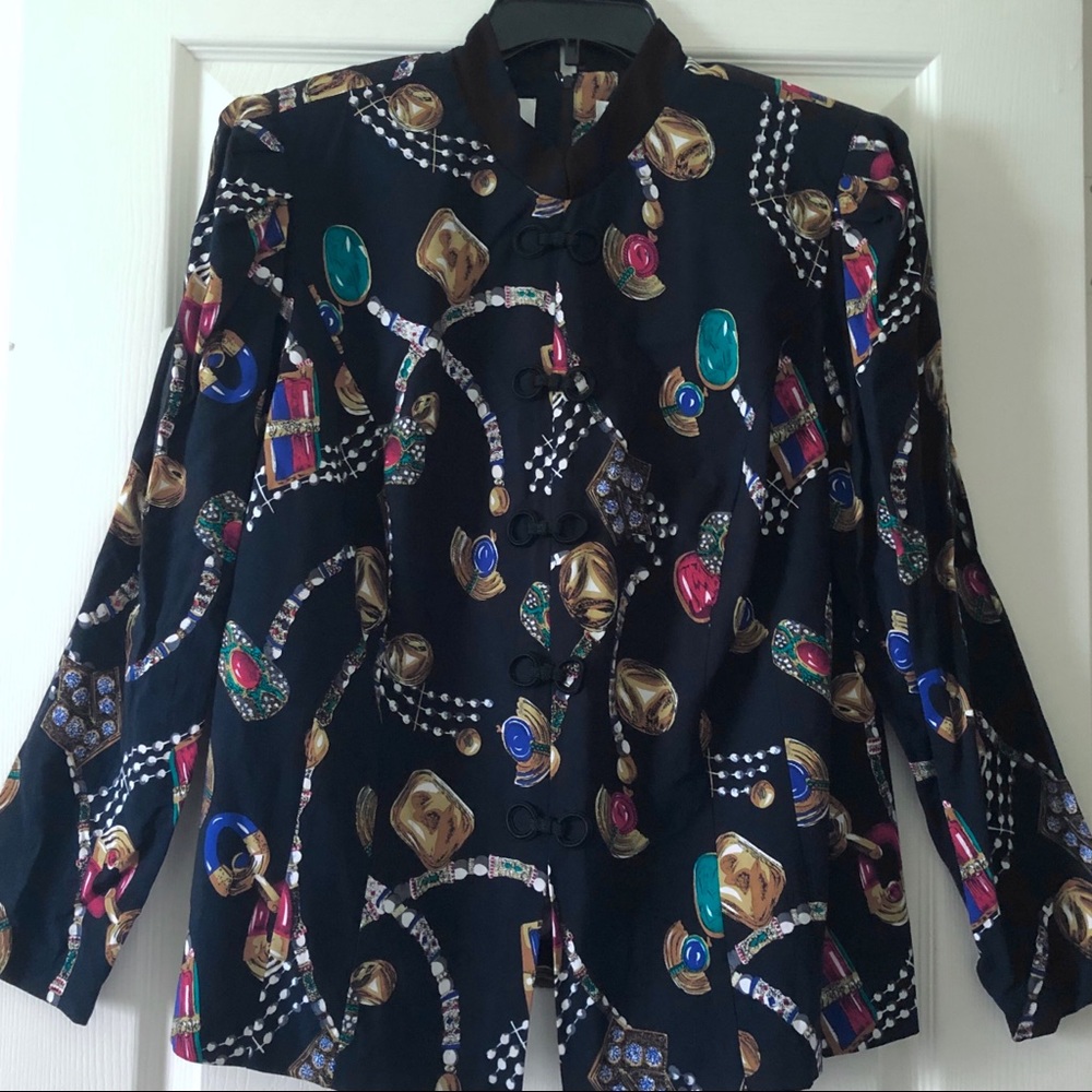 VINTAGE ASIAN INSPIRED BLOUSE SIZE 16